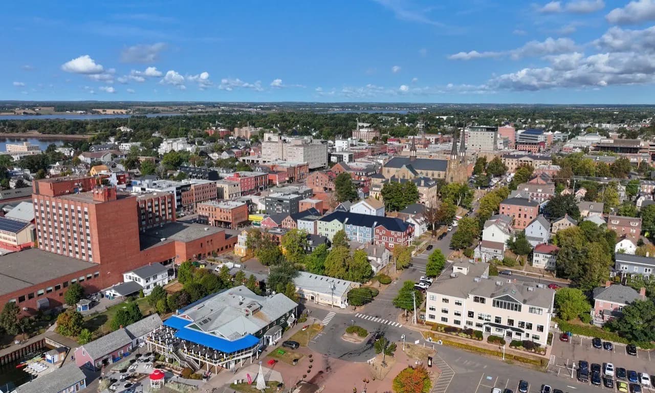 Downtown Charlottetown, Prince Edward Island aerial view — cobbler and shoe repair service area