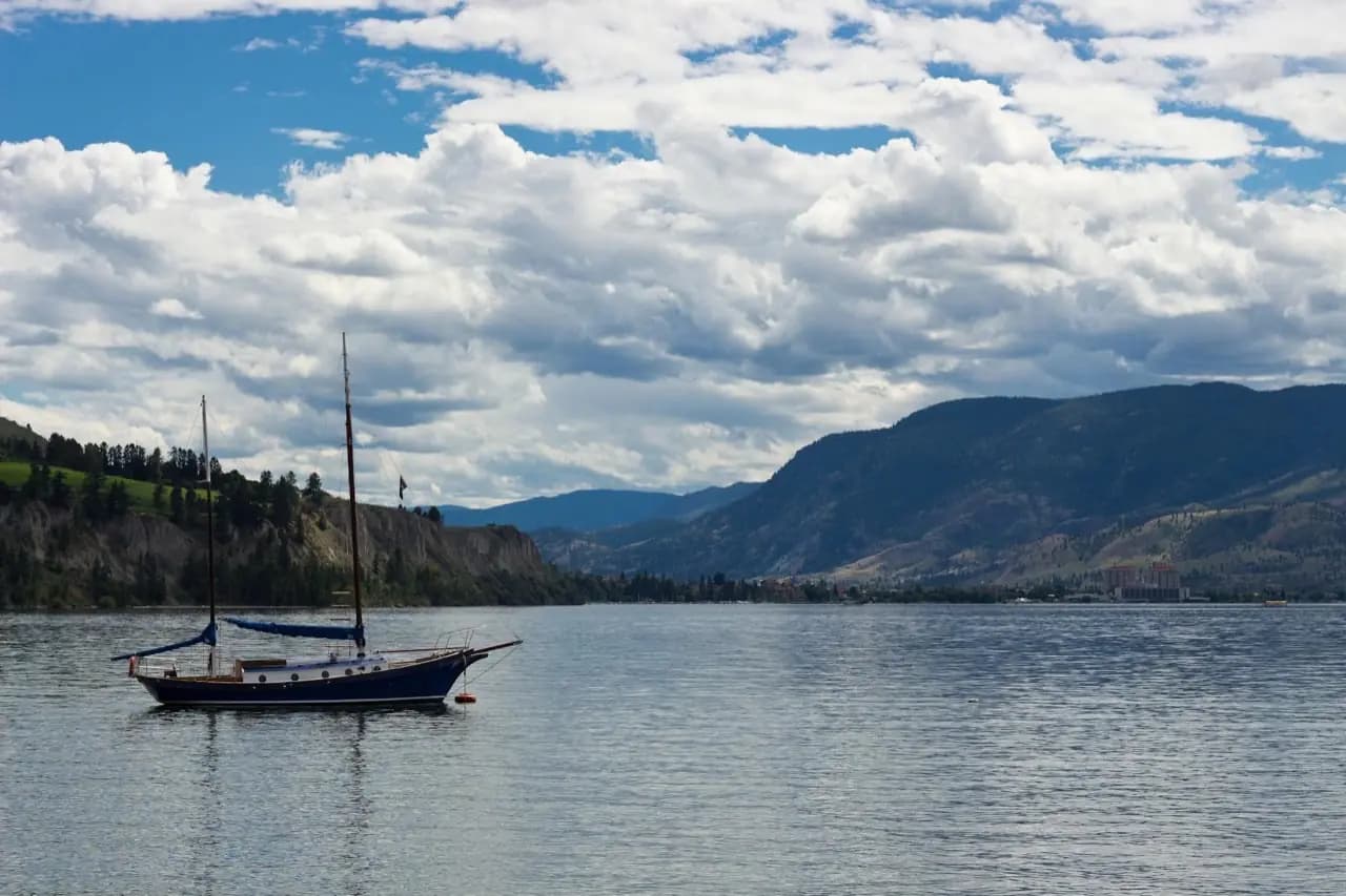 Kelowna, British Columbia lakefront on Okanagan Lake — cobbler and shoe repair service area